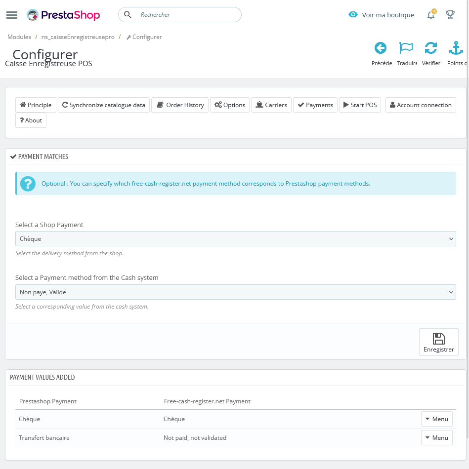 Options de configuration